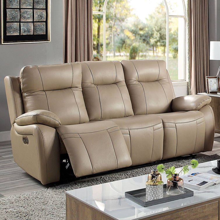 Beige power reclining sofa hot sale